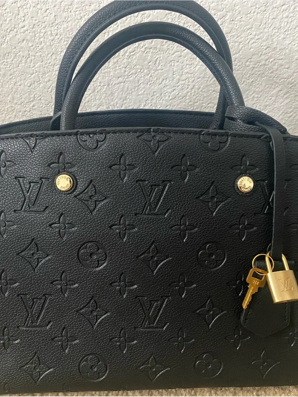Luxury Embossed Monogram Tote Bag in Black